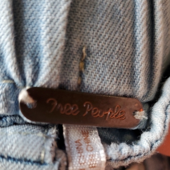 Free People Margate Blue Ankle Cropped Jeans with Paper Bag Waist - Picture 3 of 11